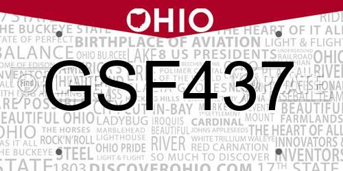 GSF437 Ohio License Plate