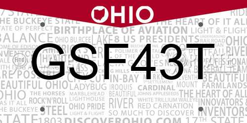 GSF43T Ohio License Plate