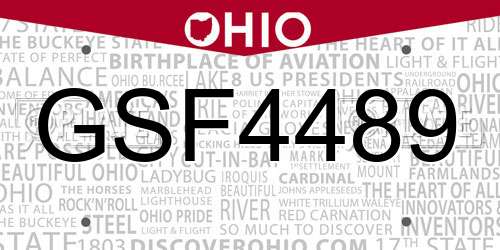 GSF4489 Ohio License Plate