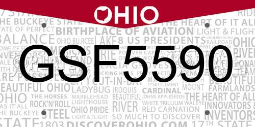 GSF5590 Ohio License Plate