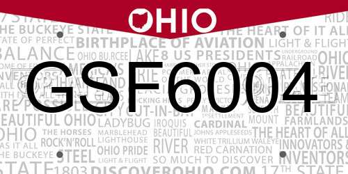 GSF6004 Ohio License Plate