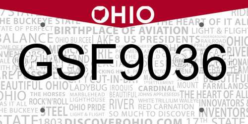 GSF9036 Ohio License Plate