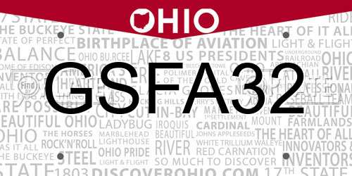 GSFA32 Ohio License Plate