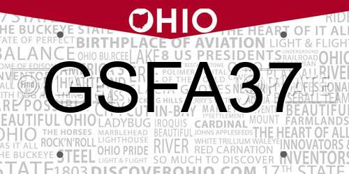 GSFA37 Ohio License Plate
