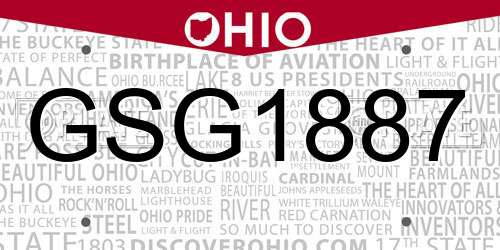 GSG1887 Ohio License Plate