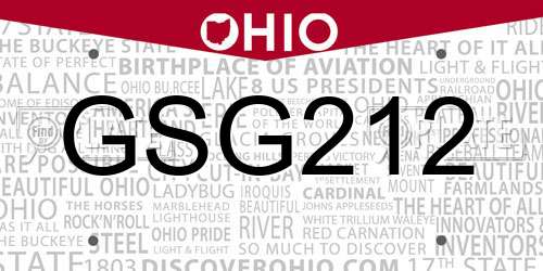GSG212 Ohio License Plate