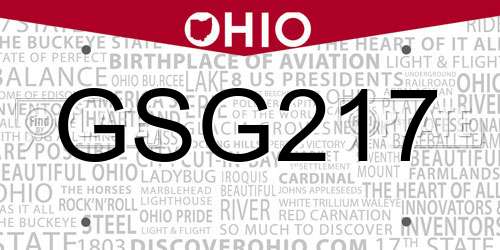 GSG217 Ohio License Plate
