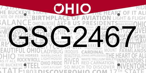 GSG2467 Ohio License Plate