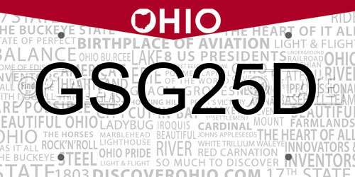 GSG25D Ohio License Plate
