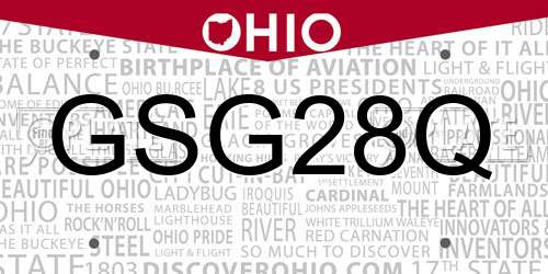 GSG28Q Ohio License Plate