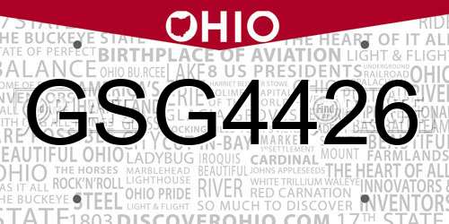 GSG4426 Ohio License Plate
