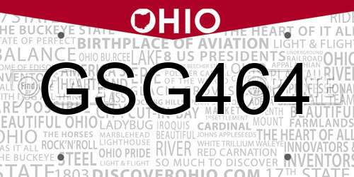 GSG464 Ohio License Plate