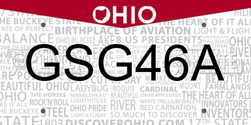 GSG46A Ohio License Plate