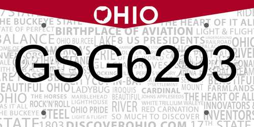 GSG6293 Ohio License Plate