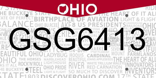 GSG6413 Ohio License Plate