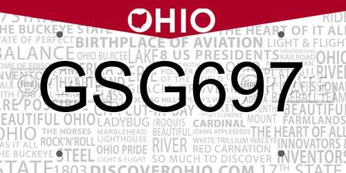 GSG697 Ohio License Plate