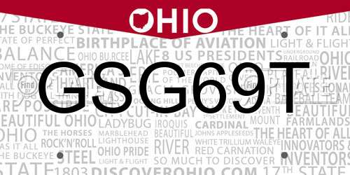 GSG69T Ohio License Plate