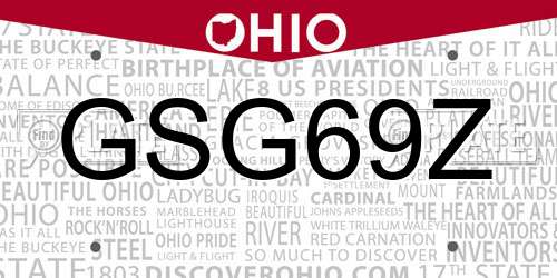 GSG69Z Ohio License Plate