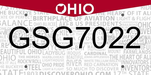 GSG7022 Ohio License Plate