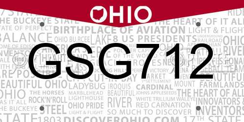 GSG712 Ohio License Plate