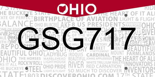 GSG717 Ohio License Plate
