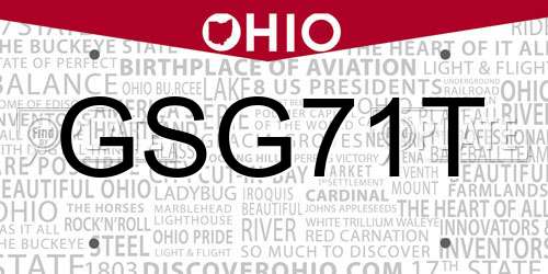 GSG71T Ohio License Plate