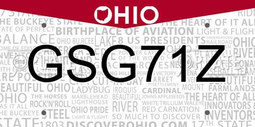 GSG71Z Ohio License Plate