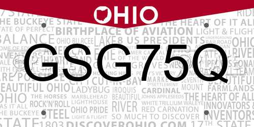 GSG75Q Ohio License Plate