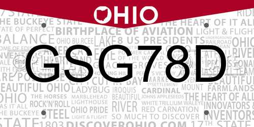 GSG78D Ohio License Plate