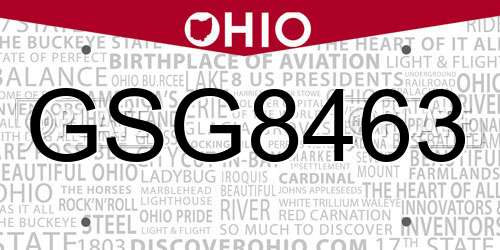 GSG8463 Ohio License Plate