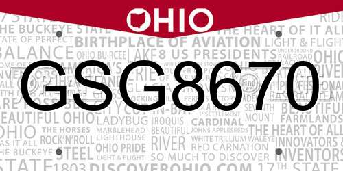 GSG8670 Ohio License Plate
