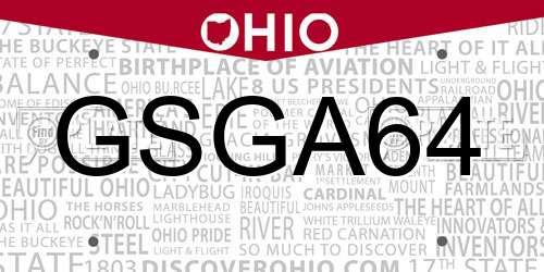GSGA64 Ohio License Plate
