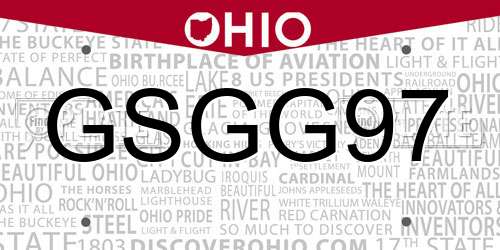 GSGG97 Ohio License Plate