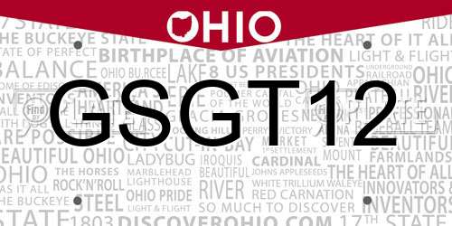 GSGT12 Ohio License Plate