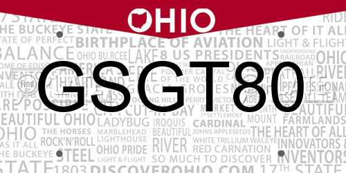 GSGT80 Ohio License Plate