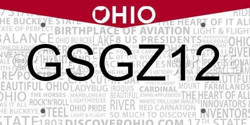 GSGZ12 Ohio License Plate