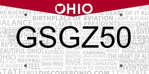 GSGZ50 Ohio License Plate