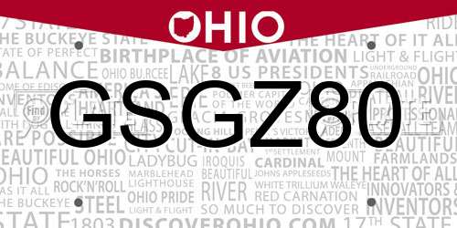 GSGZ80 Ohio License Plate
