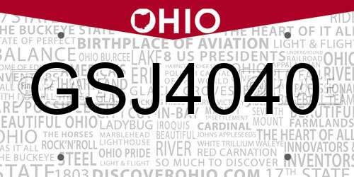 GSJ4040 Ohio License Plate