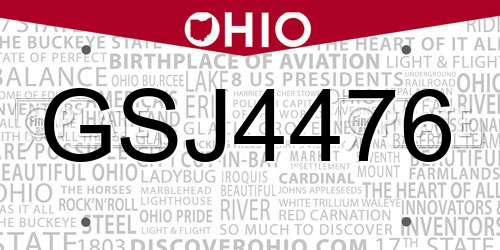 GSJ4476 Ohio License Plate