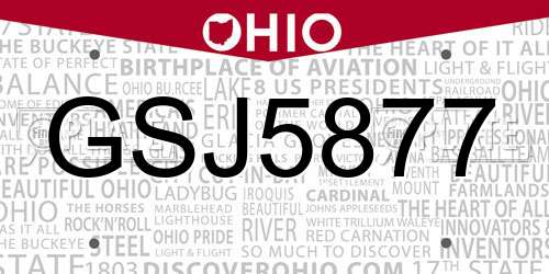GSJ5877 Ohio License Plate