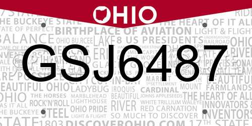GSJ6487 Ohio License Plate