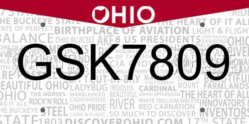 GSK7809 Ohio License Plate
