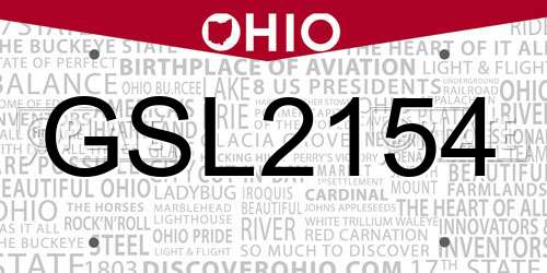 GSL2154 Ohio License Plate