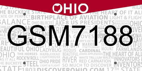 GSM7188 Ohio License Plate