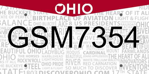 GSM7354 Ohio License Plate
