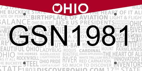 GSN1981 Ohio License Plate