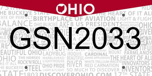 GSN2033 Ohio License Plate