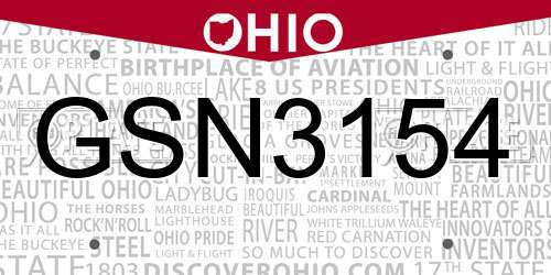 GSN3154 Ohio License Plate