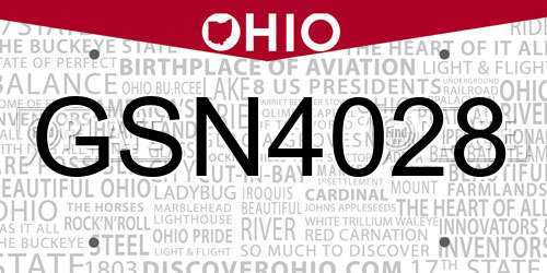 GSN4028 Ohio License Plate